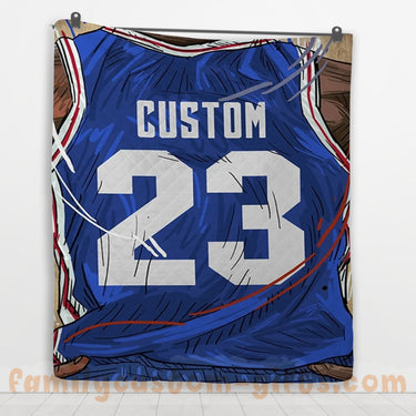 Custom Premium Quilt Blanket Philadelphia Jersey Basketball Personalized Quilt Gifts for Her & Him